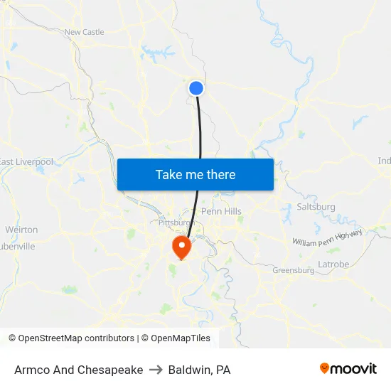 Armco And Chesapeake to Baldwin, PA map