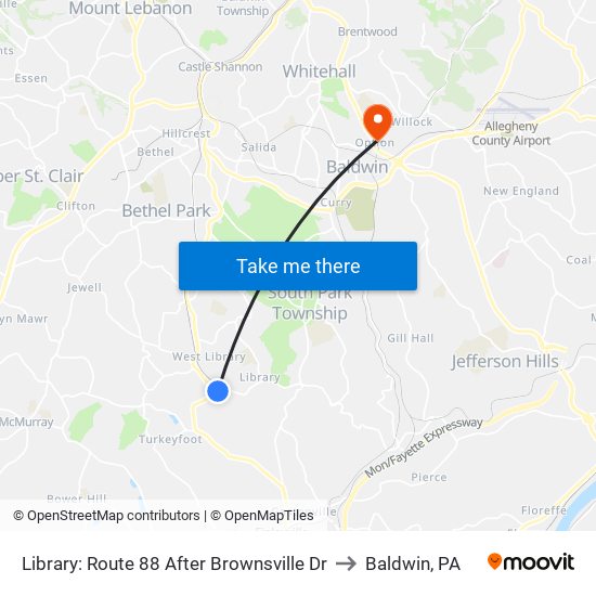 Library: Route 88 After Brownsville Dr to Baldwin, PA map