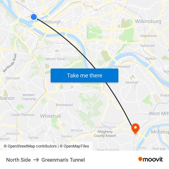 North Side to Greenman's Tunnel map