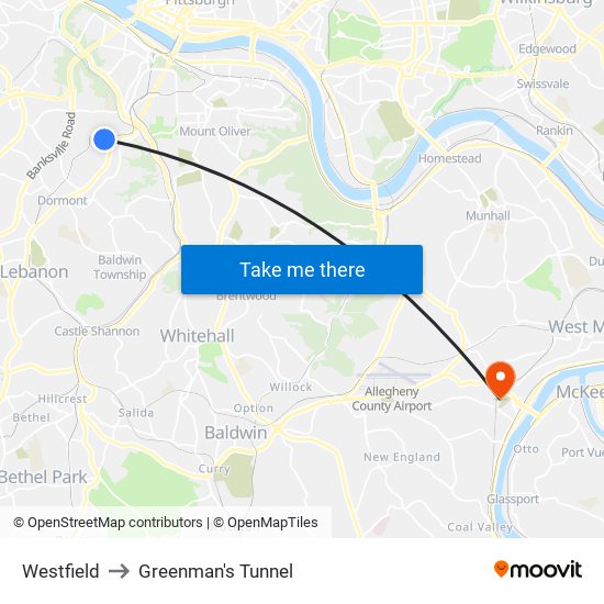 Westfield to Greenman's Tunnel map