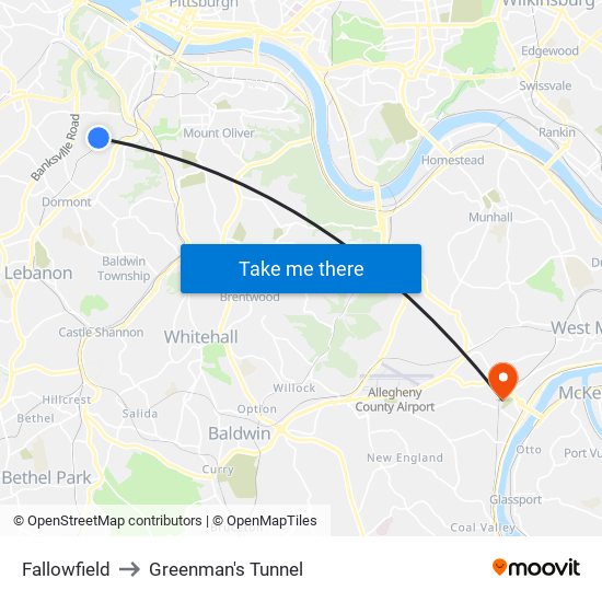 Fallowfield to Greenman's Tunnel map