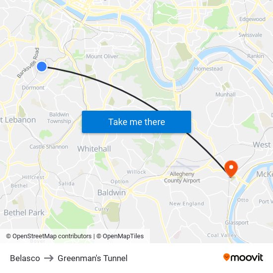 Belasco to Greenman's Tunnel map