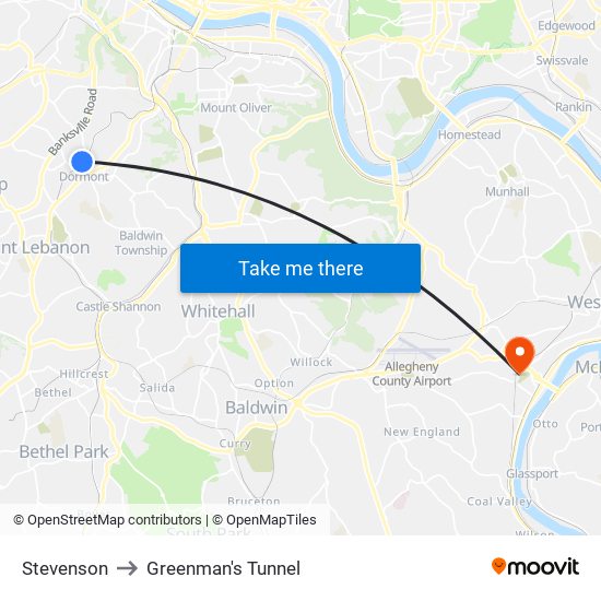 Stevenson to Greenman's Tunnel map