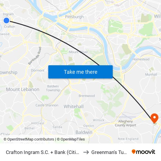 Crafton Ingram S.C. + Bank (Citizens) to Greenman's Tunnel map