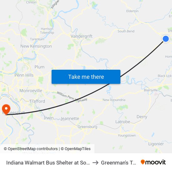 Indiana Walmart Bus Shelter at Southtown to Greenman's Tunnel map