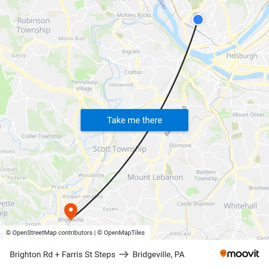 Brighton Rd + Farris St Steps to Bridgeville, PA map