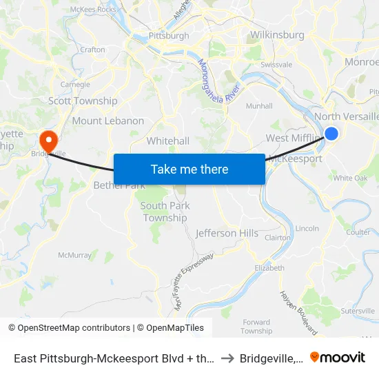 East Pittsburgh-Mckeesport Blvd + the Lane to Bridgeville, PA map