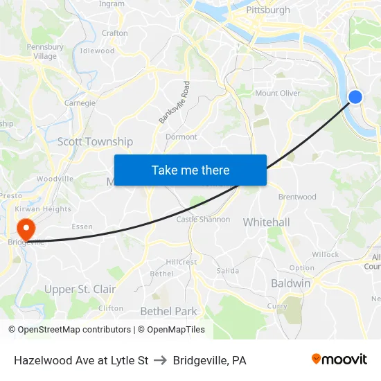 Hazelwood Ave at Lytle St to Bridgeville, PA map