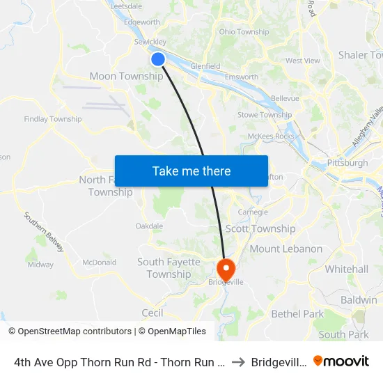 4th Ave Opp Thorn Run Rd - Thorn Run Park And Ride to Bridgeville, PA map