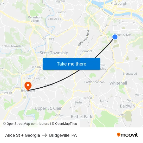 Alice St + Georgia to Bridgeville, PA map