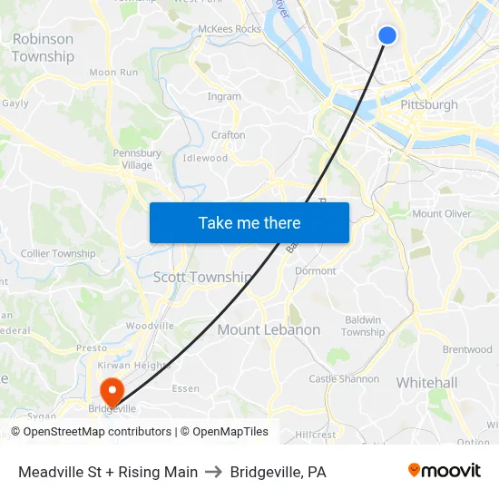 Meadville St + Rising Main to Bridgeville, PA map