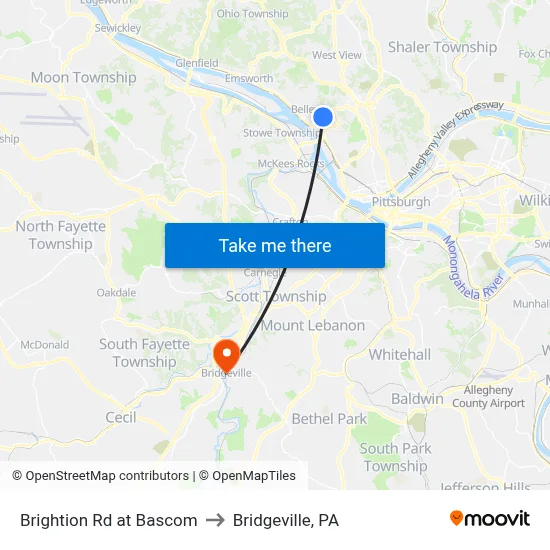 Brightion Rd at Bascom to Bridgeville, PA map