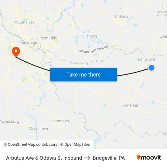 Arbutus Ave & Ottawa St Inbound to Bridgeville, PA map