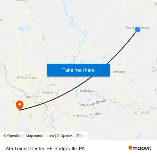 Ata Transit Center to Bridgeville, PA map