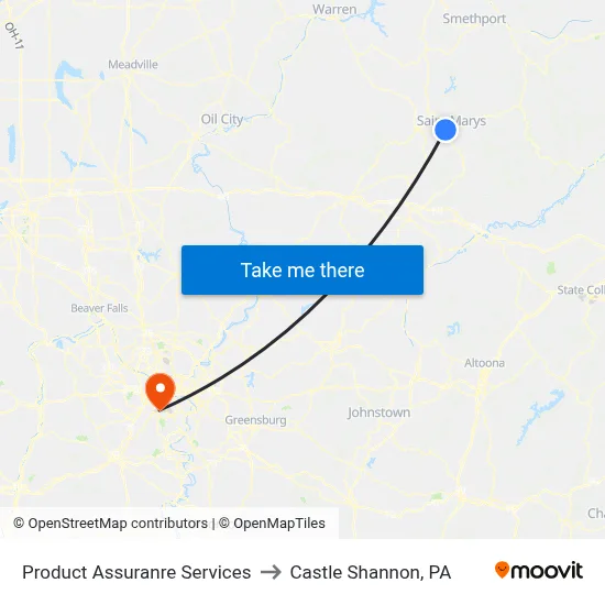 Product Assuranre Services to Castle Shannon,  PA map