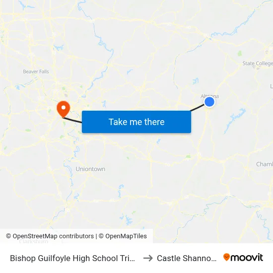 Bishop Guilfoyle High School Tripper Sto to Castle Shannon,  PA map