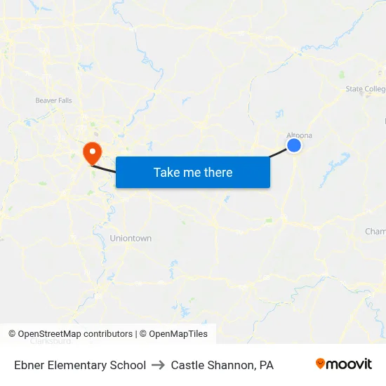 Ebner Elementary School to Castle Shannon,  PA map