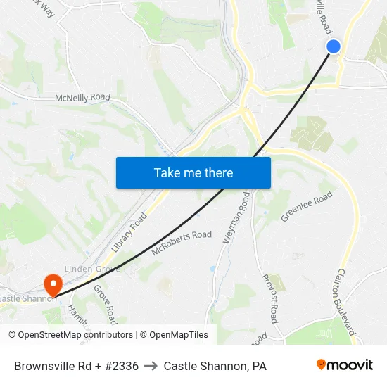 Brownsville Rd + #2336 to Castle Shannon,  PA map