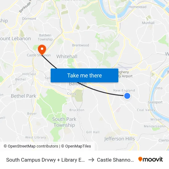 South Campus Drvwy + Library Entrance to Castle Shannon,  PA map