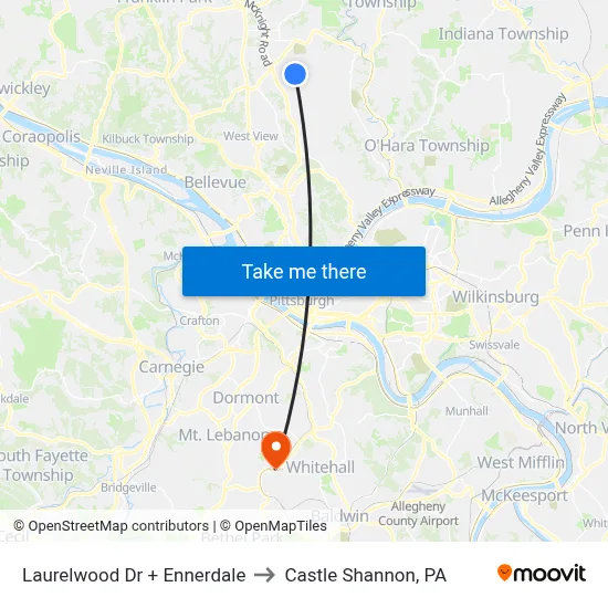 Laurelwood Dr + Ennerdale to Castle Shannon,  PA map