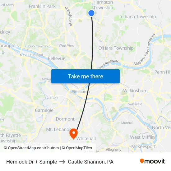 Hemlock Dr + Sample to Castle Shannon,  PA map