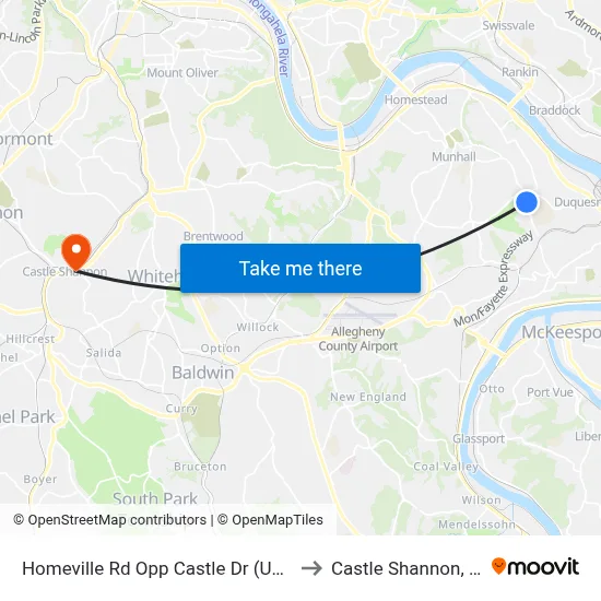 Homeville Rd Opp Castle Dr (Usps) to Castle Shannon,  PA map