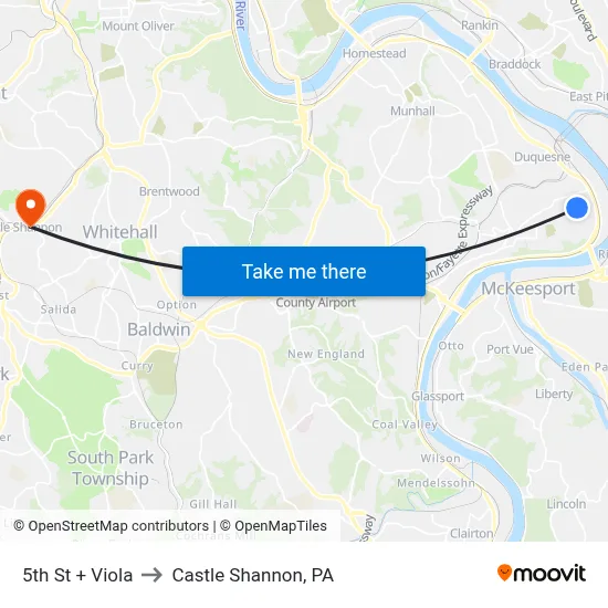 5th St + Viola to Castle Shannon,  PA map