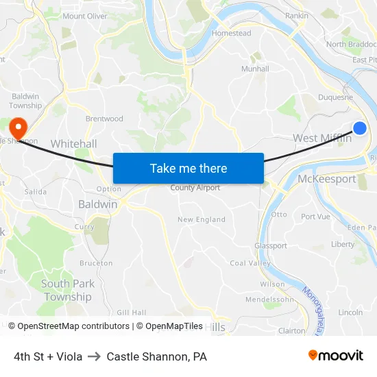 4th St + Viola to Castle Shannon,  PA map