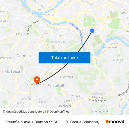 Greenfield Ave + Blanton St Steps to Castle Shannon,  PA map