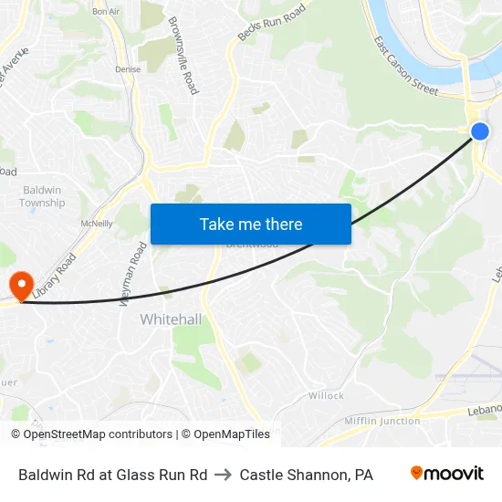 Baldwin Rd at Glass Run Rd to Castle Shannon,  PA map