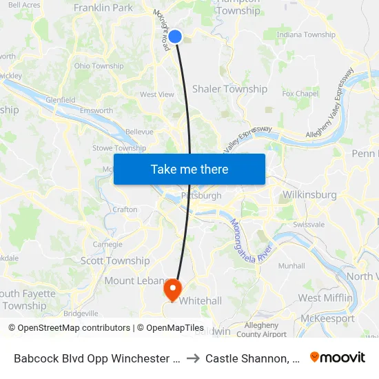Babcock Blvd Opp Winchester Dr to Castle Shannon,  PA map
