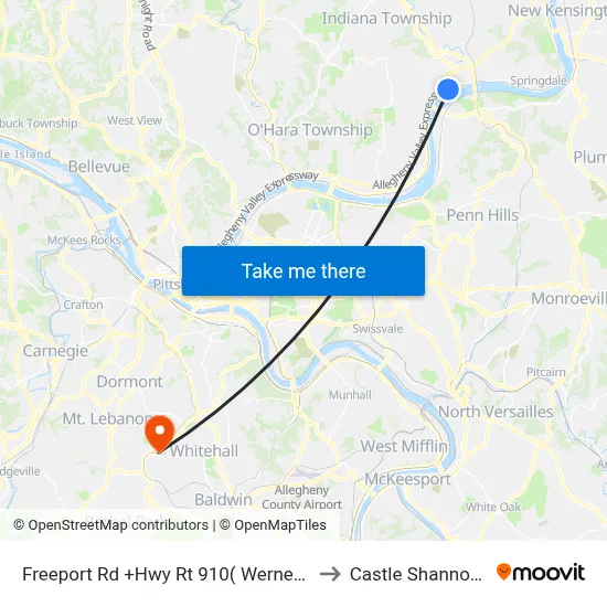 Freeport Rd +Hwy Rt 910( Werner Camp) to Castle Shannon,  PA map