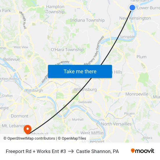 Freeport Rd + Works Ent #3 to Castle Shannon,  PA map
