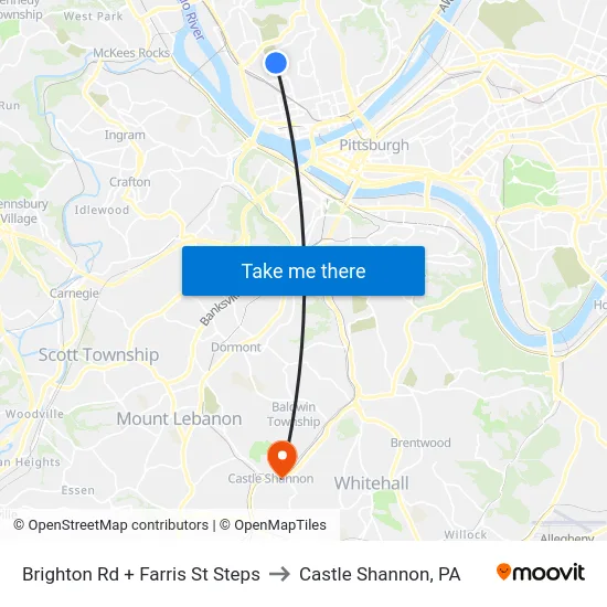 Brighton Rd + Farris St Steps to Castle Shannon,  PA map