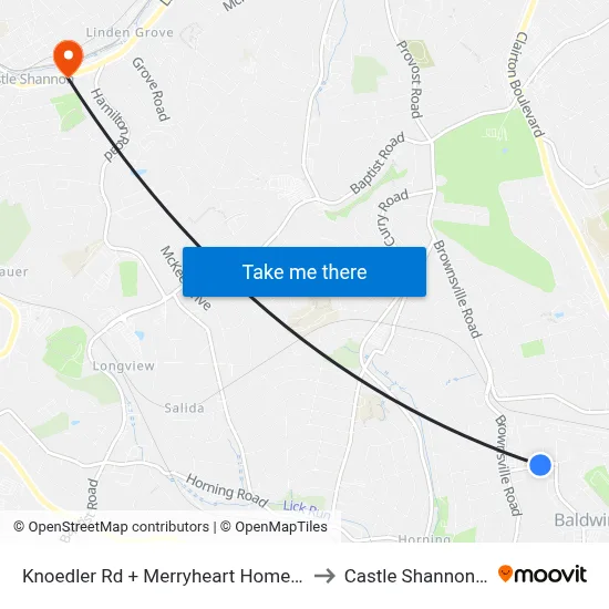 Knoedler Rd + Merryheart Home #100 to Castle Shannon,  PA map