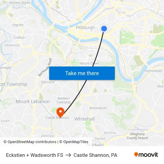 Eckstien + Wadsworth FS to Castle Shannon,  PA map