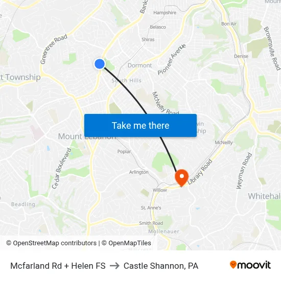 Mcfarland Rd + Helen FS to Castle Shannon,  PA map