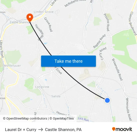 Laurel Dr + Curry to Castle Shannon,  PA map