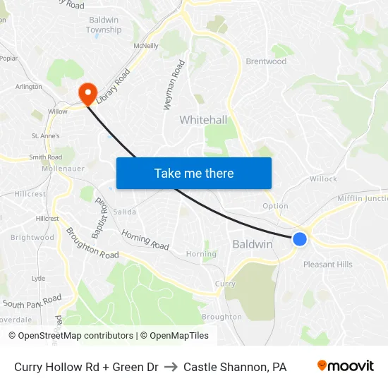 Curry Hollow Rd + Green Dr to Castle Shannon,  PA map
