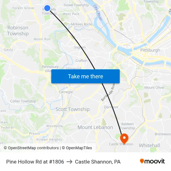 Pine Hollow Rd at #1806 to Castle Shannon,  PA map