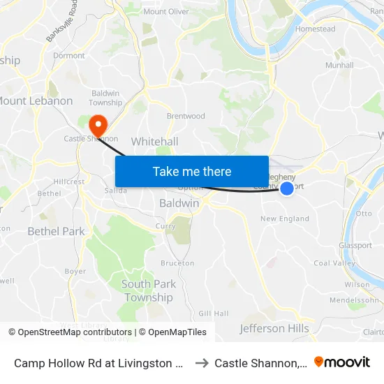 Camp Hollow Rd at Livingston Rd FS to Castle Shannon,  PA map