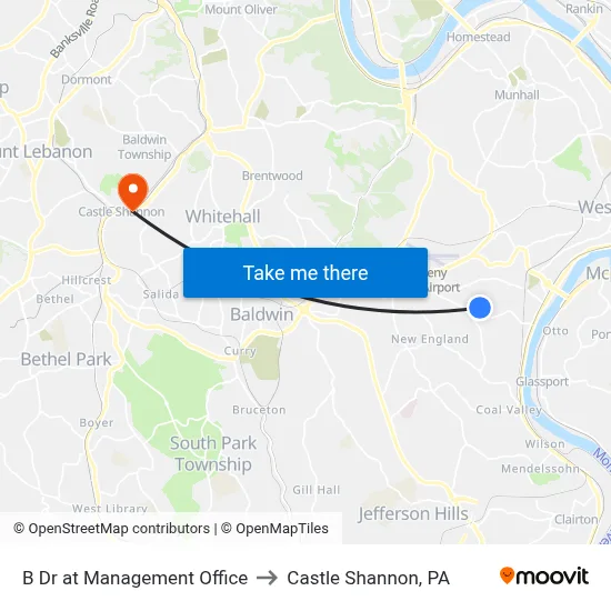 B Dr at Management Office to Castle Shannon,  PA map