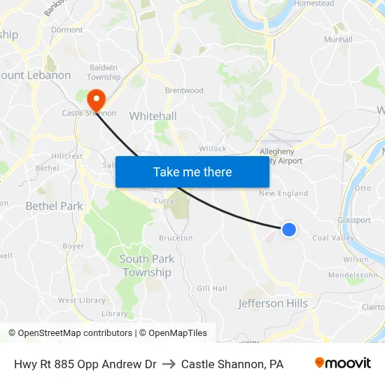 Hwy Rt 885 Opp Andrew Dr to Castle Shannon,  PA map