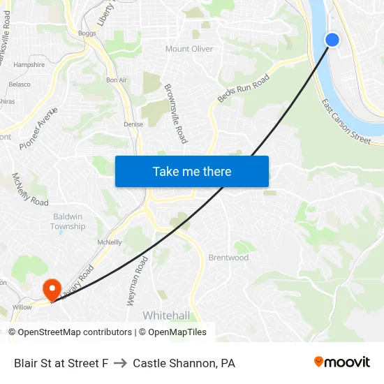 Blair St at Street F to Castle Shannon,  PA map