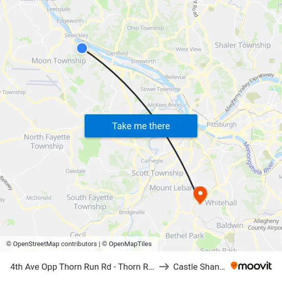 4th Ave Opp Thorn Run Rd - Thorn Run Park And Ride to Castle Shannon,  PA map