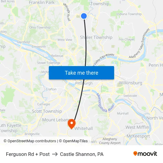 Ferguson Rd + Post to Castle Shannon,  PA map