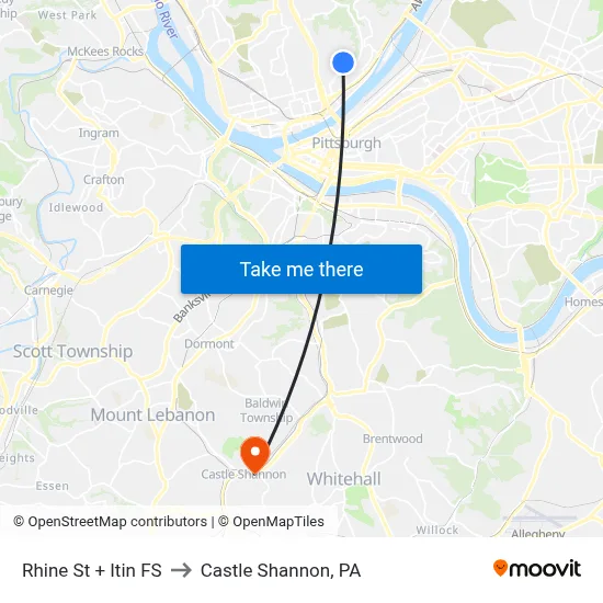 Rhine St + Itin FS to Castle Shannon,  PA map