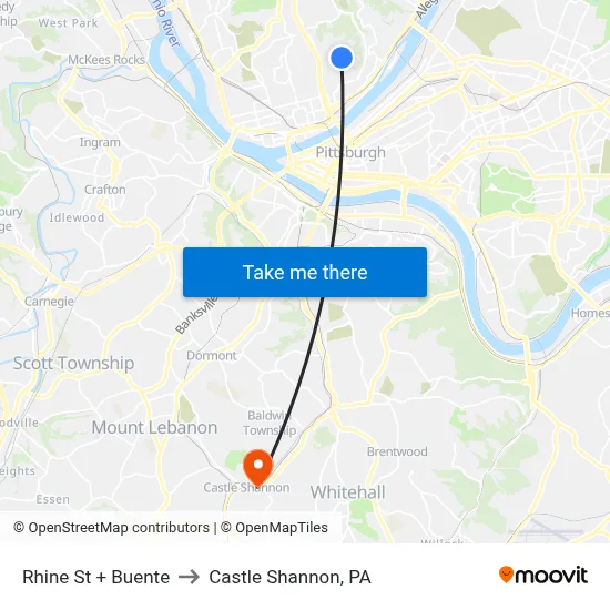 Rhine St + Buente to Castle Shannon,  PA map