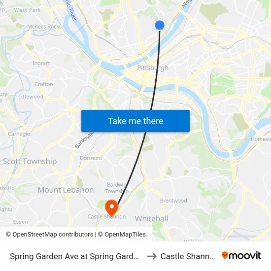 Spring Garden Ave at Spring Garden Loop Pnr to Castle Shannon,  PA map