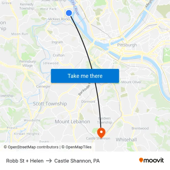 Robb St + Helen to Castle Shannon,  PA map